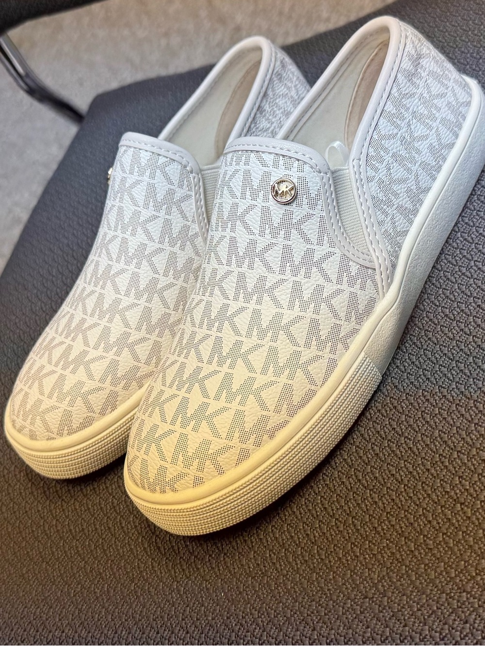 Michael Kors White Logo Slip-On Kids Sneakers